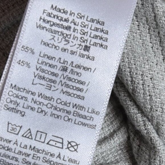 Madewell Textured Linen Blend Pants Greige Elastic Waist Wide Leg Fits S - Picture 9 of 9